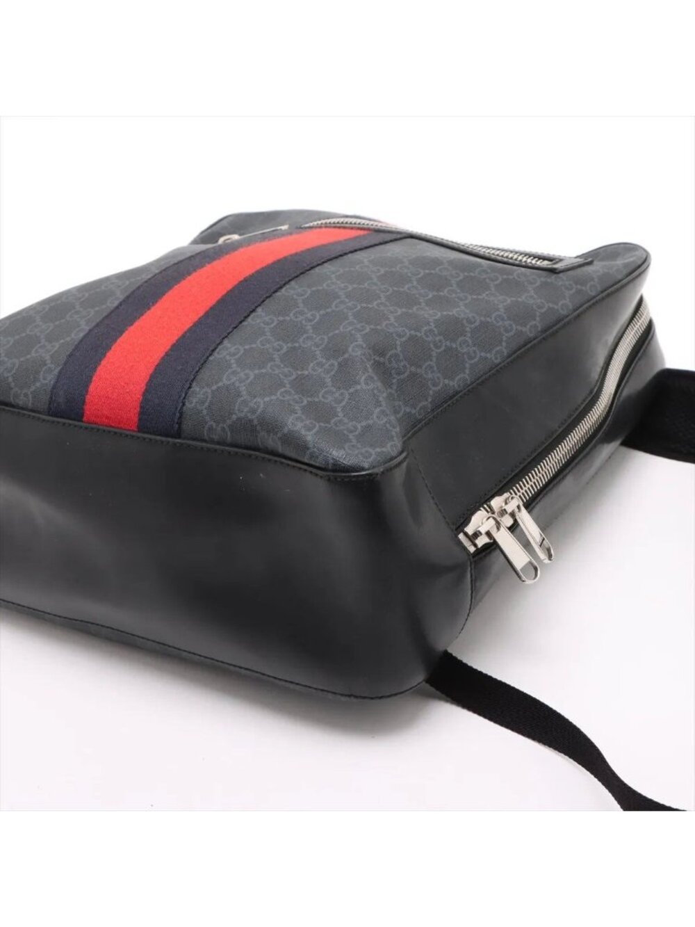 Gucci GG Supreme Sherry Line Leather Backpack Black - Picture 3 of 12